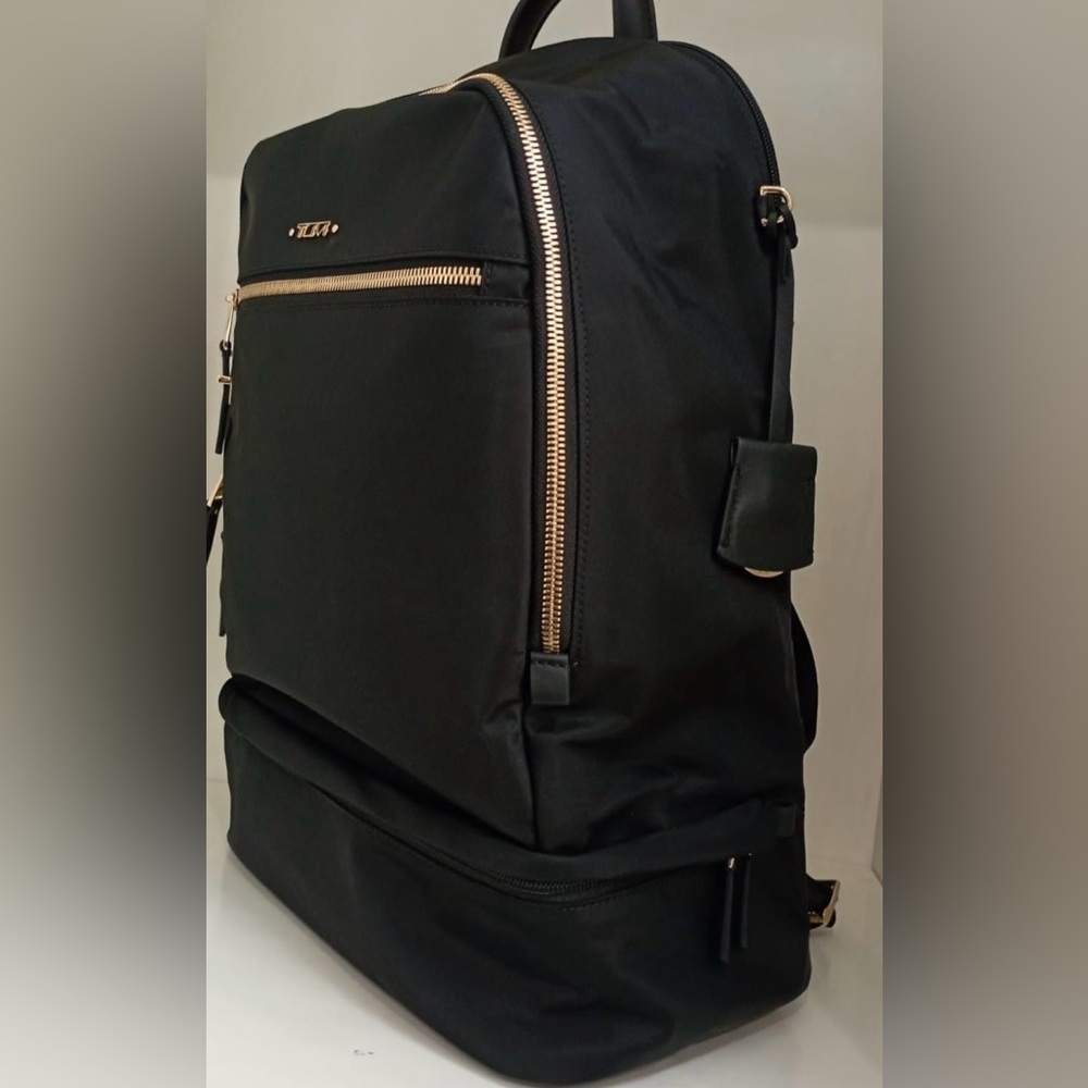 NWT TUMI Voyageur Bexley Laptop Backpack Black Gold Hardware wt Shoe Compartment - Picture 2 of 6